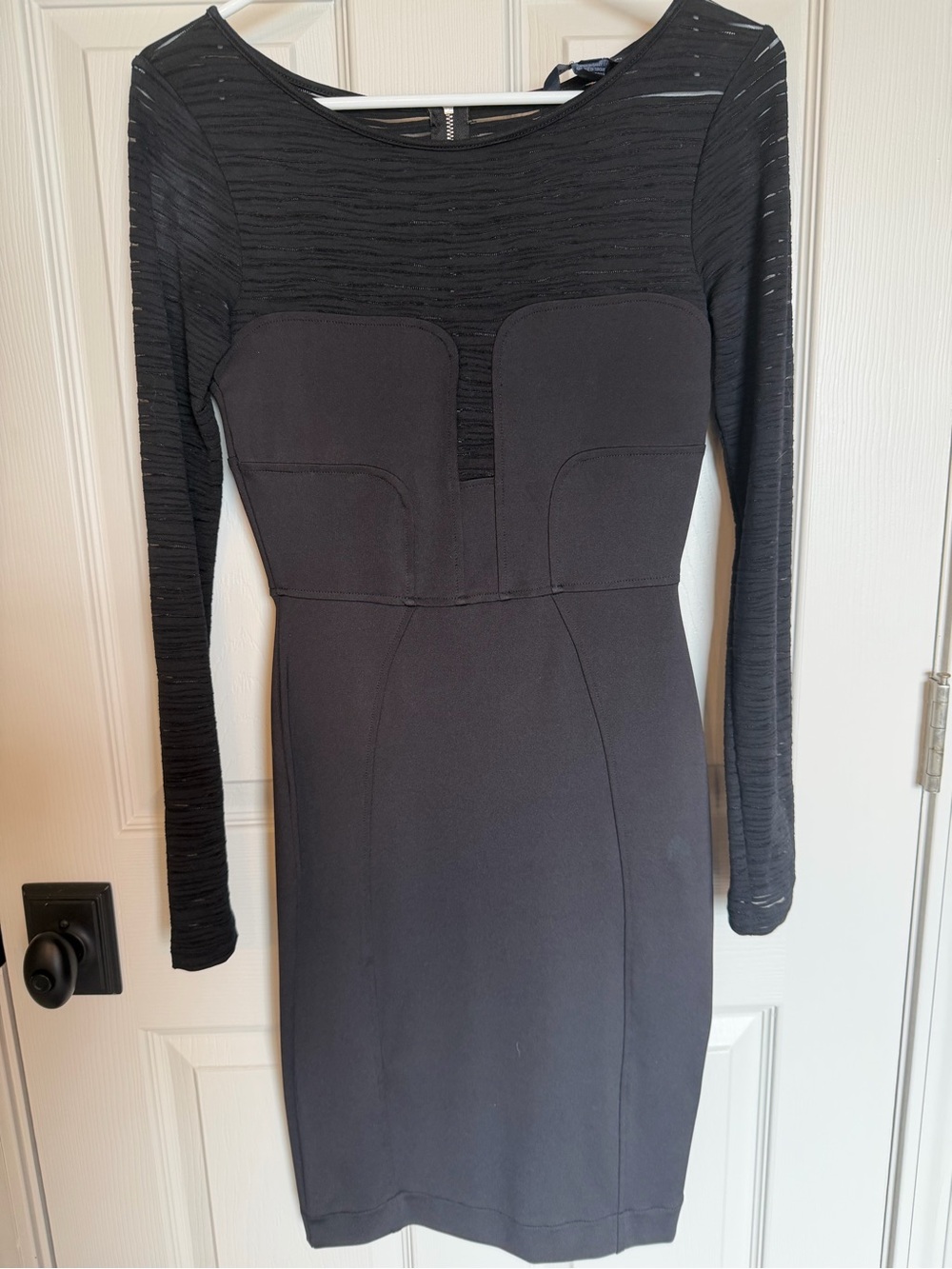 French Connection Black Long-Sleeve Bodycon Dress